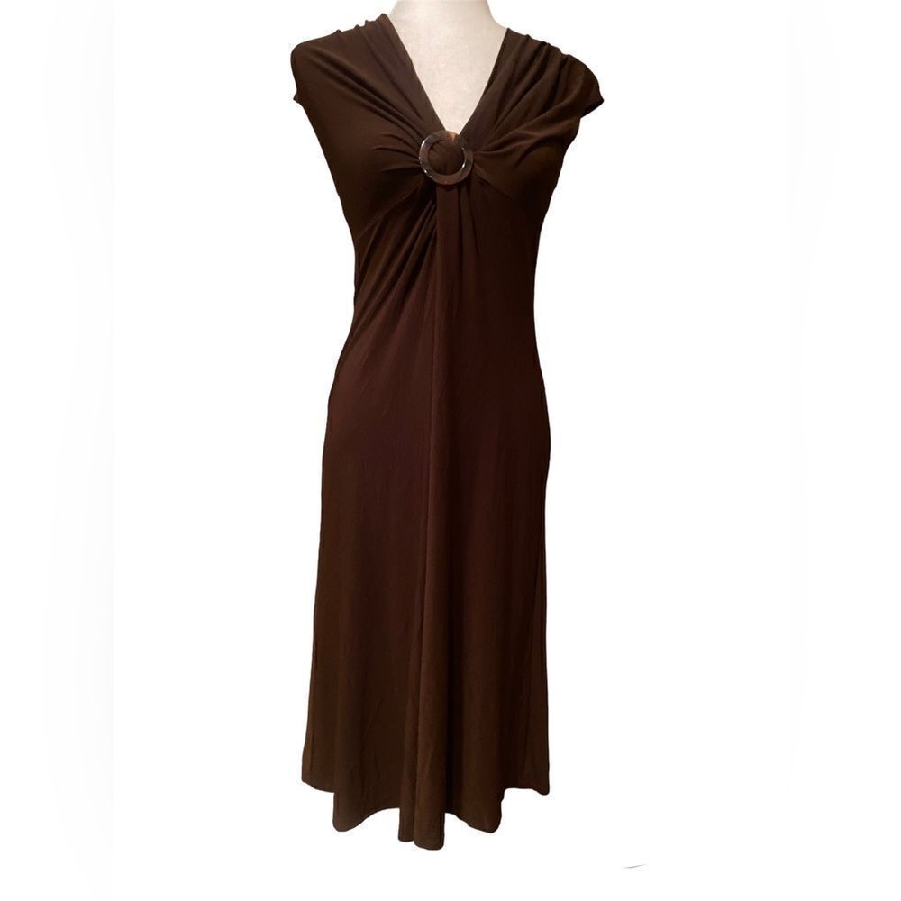 Evan Pacone Brown Cap Sleeve Dress Size 4 Cap Sleeves